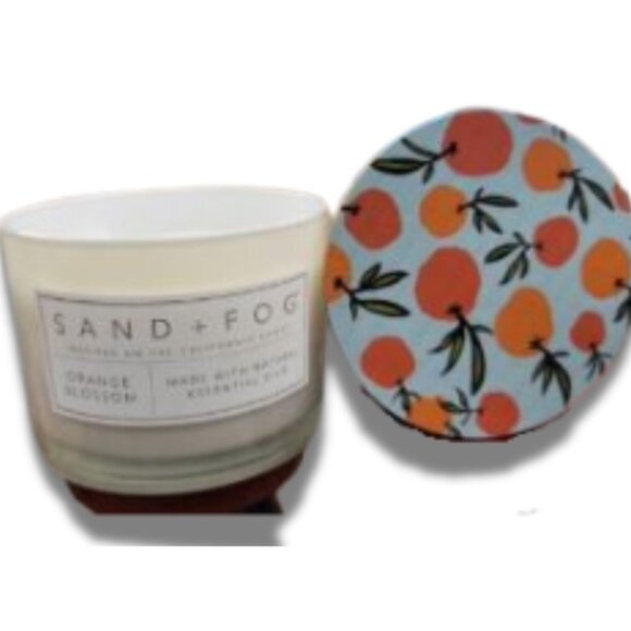 New Sand+Fog 12oz Orange Blossom  Candle w/Artistically Painted Wood Lid - Picture 4 of 4